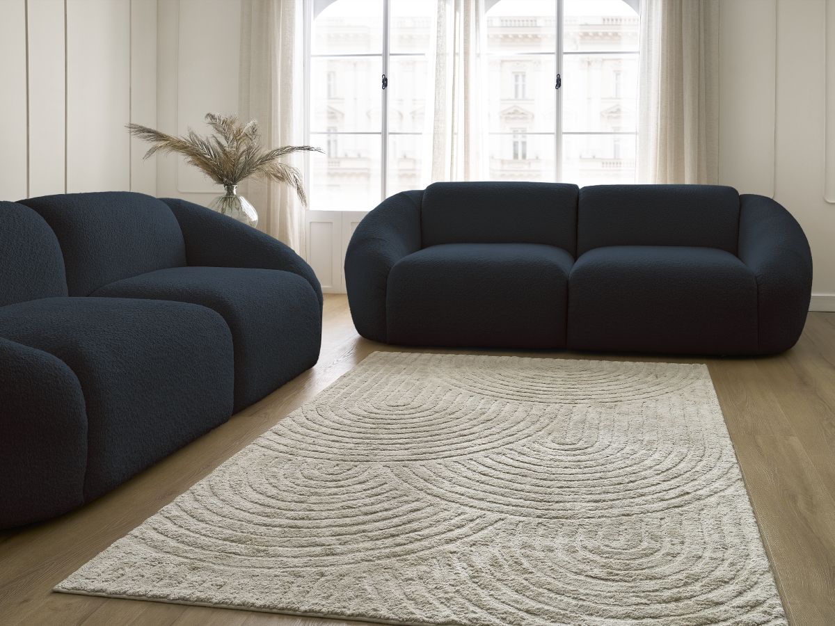 Bobochic Tina Sofa 5-Sitzer Bouclé-Stoff Dunkelblau