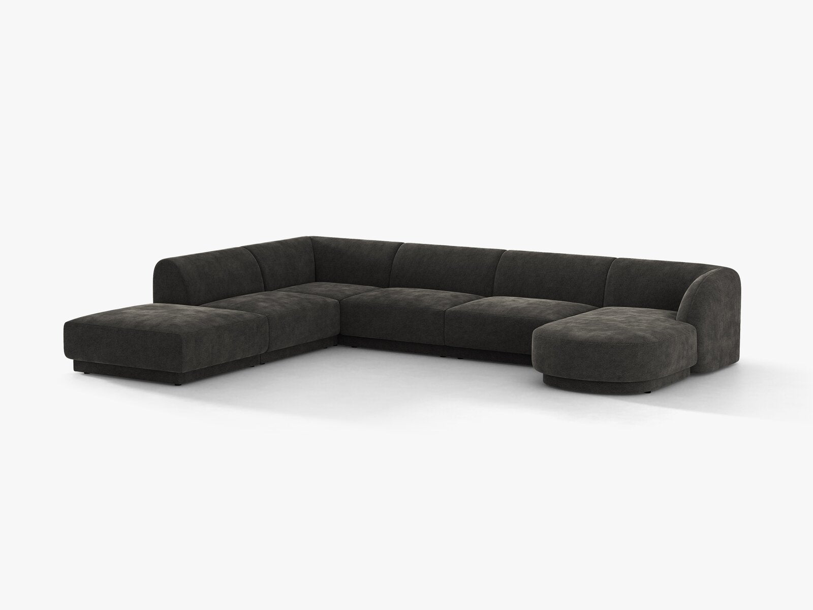 Micadoni Panorama-Ecksofa Miley 6-Sitzer Chenille Eden Dunkelgrau Links