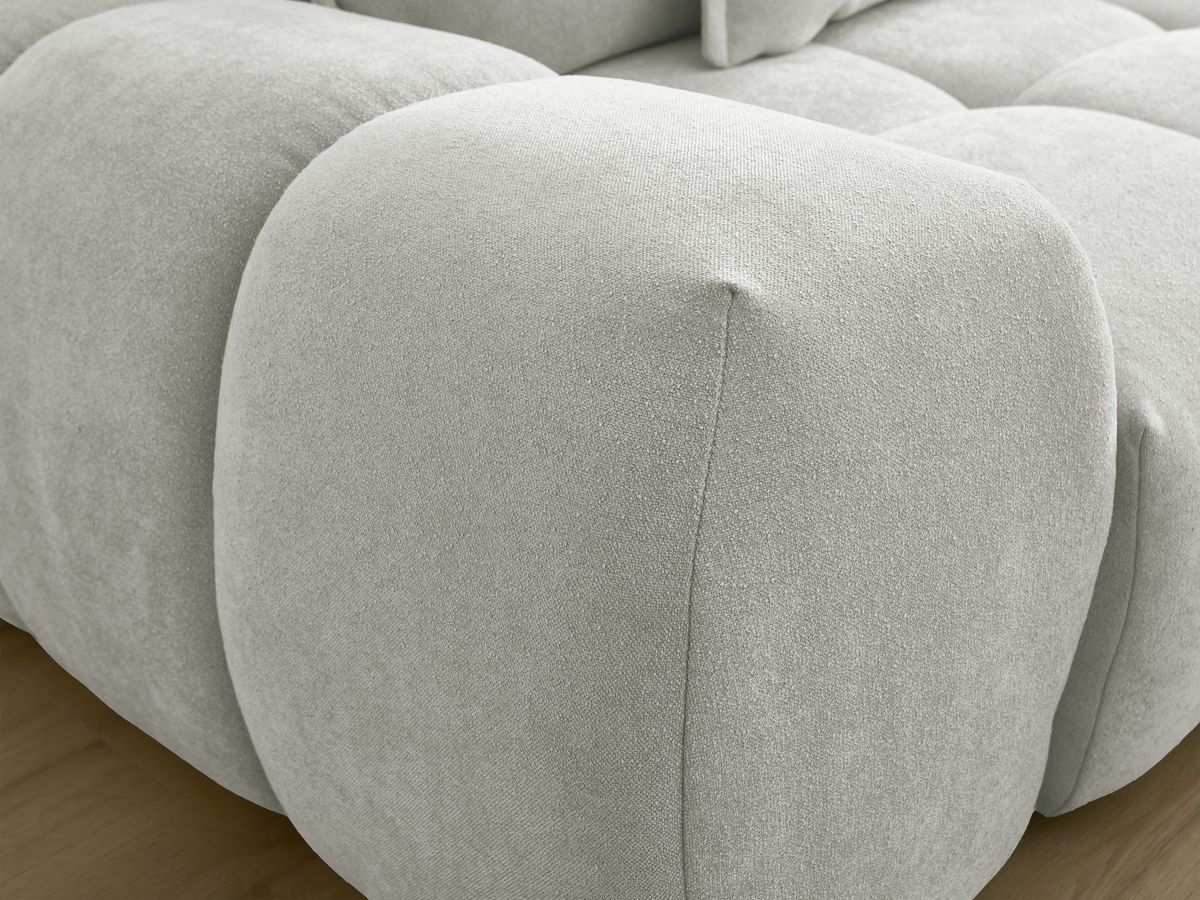 Bobochic Everest Schlafsofa 3-Sitzer mit Bettkasten, 5 Kissen Strukturstoff Hellgrau