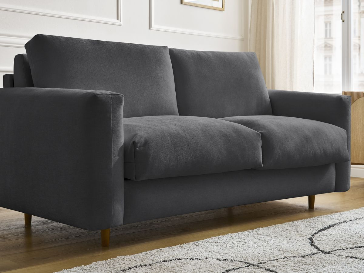 Bobochic Cocoone Schlafsofa 3-Sitzer Stoff Schwarz, Liegefläche 140 × 200 cm