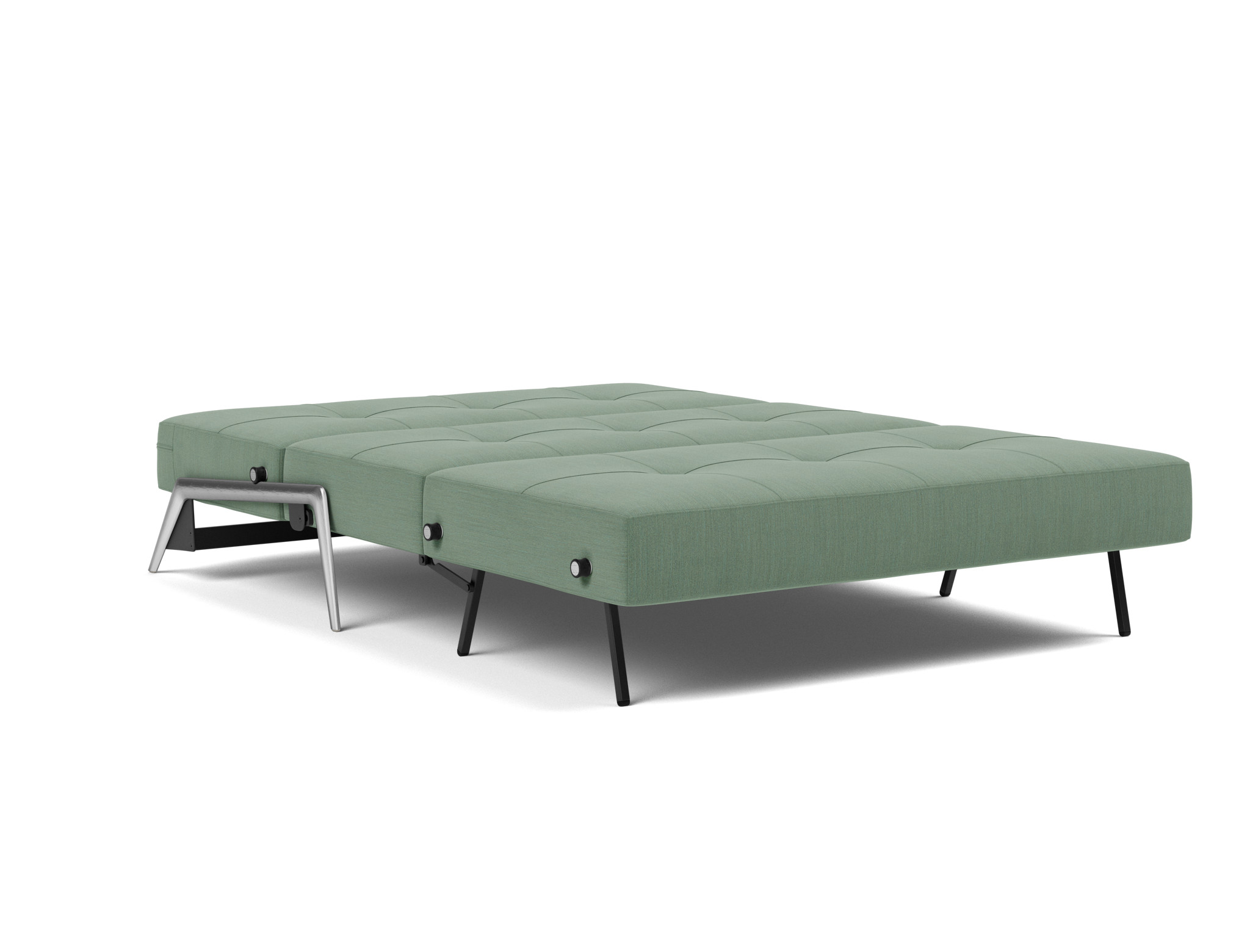 Schlafsofa Cubed 140 Flachgewebe Elegance 518-Green Beine Aluminium