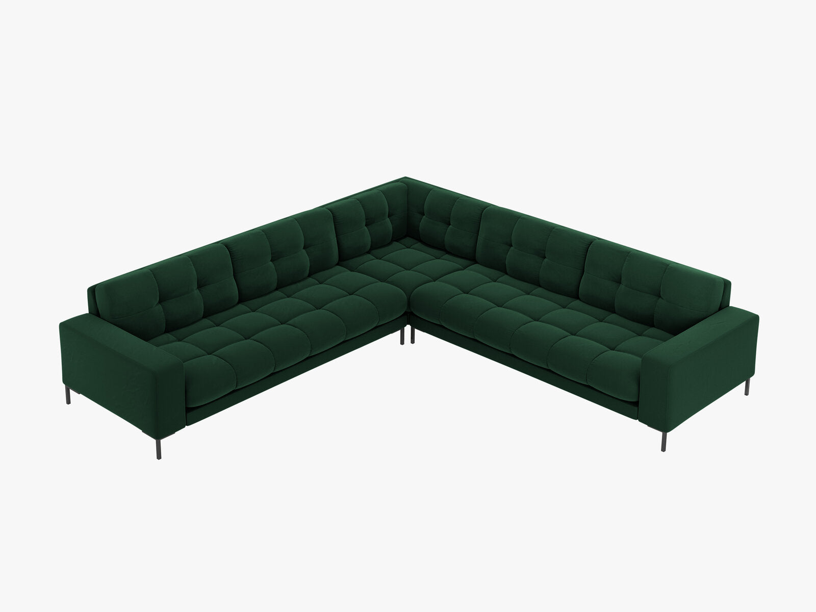 Micadoni Symmetrisches Ecksofa Mamaia 6-Sitzer Samt Bluvel Flaschengrün schwarze Beine
