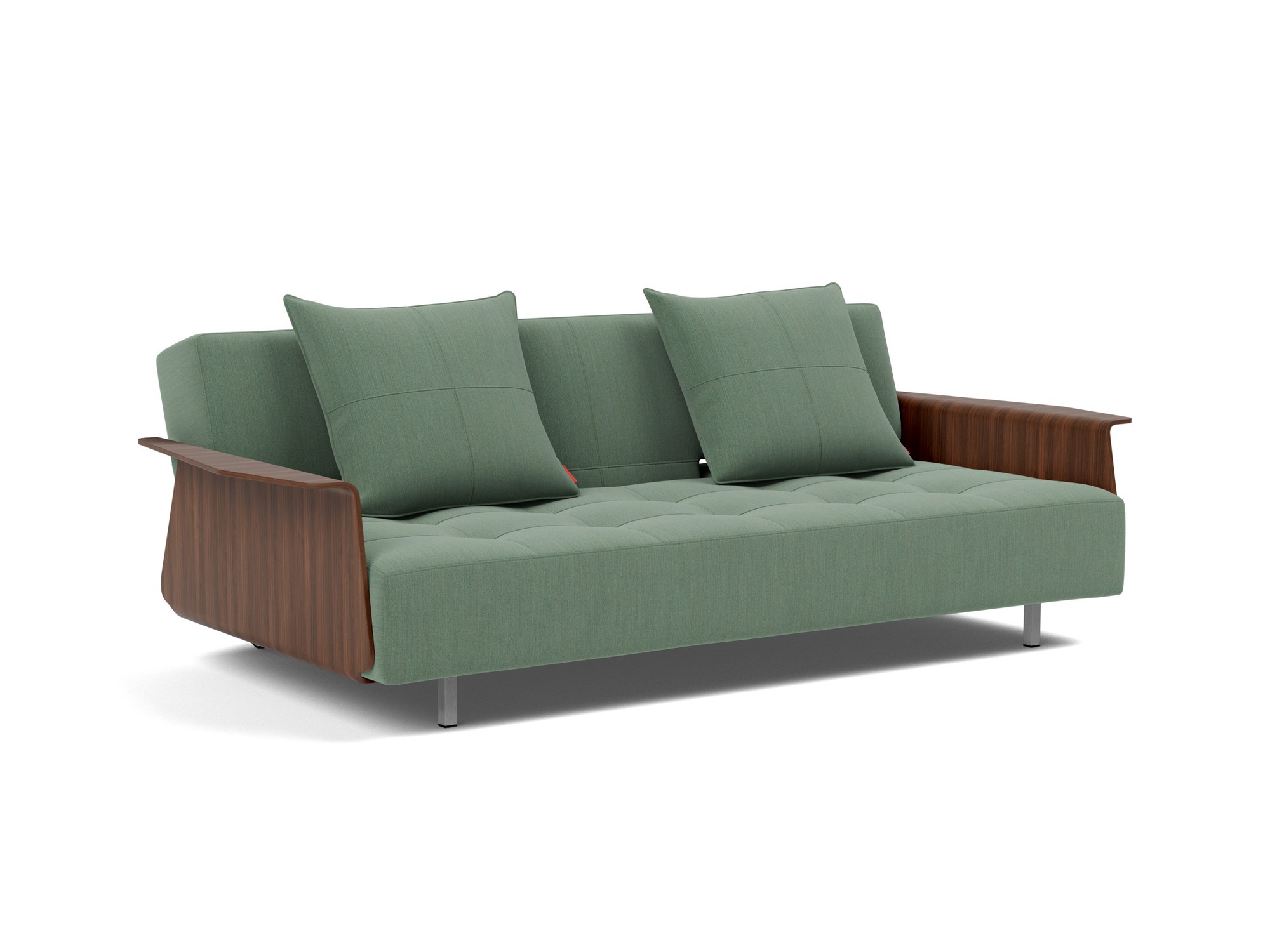 Schlafsofa Long Horn D.E.L. mit Armlehnen Flachgewebe Elegance 518-Green