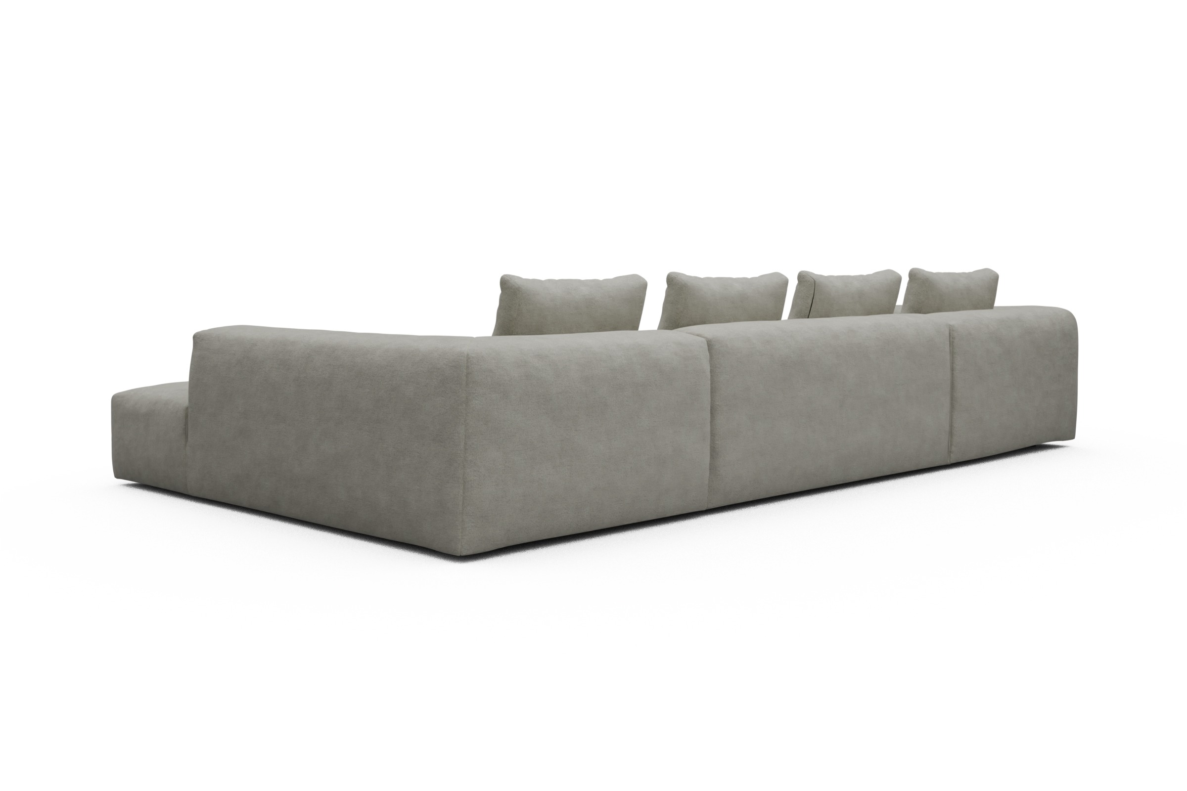 Wohnlandschaft Fred Relax-Ecke rechts mit 2-Sitzer und Chaiselongue links Carreno-Moon-Stone-White