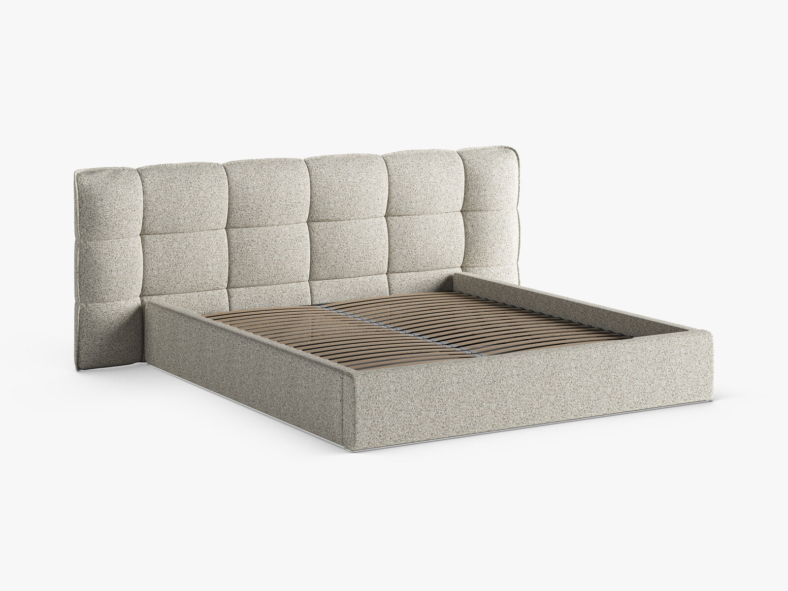 Micadoni Stauraumbett mit Kopfteil Eric Strukturierter Stoff Puente Beige Melange 140x200