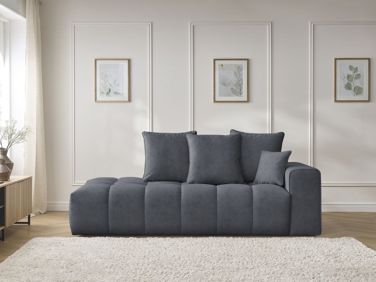Bobochic Mont-blanc Sofa 4-Sitzer Samt Dunkelgrau Armlehne rechts