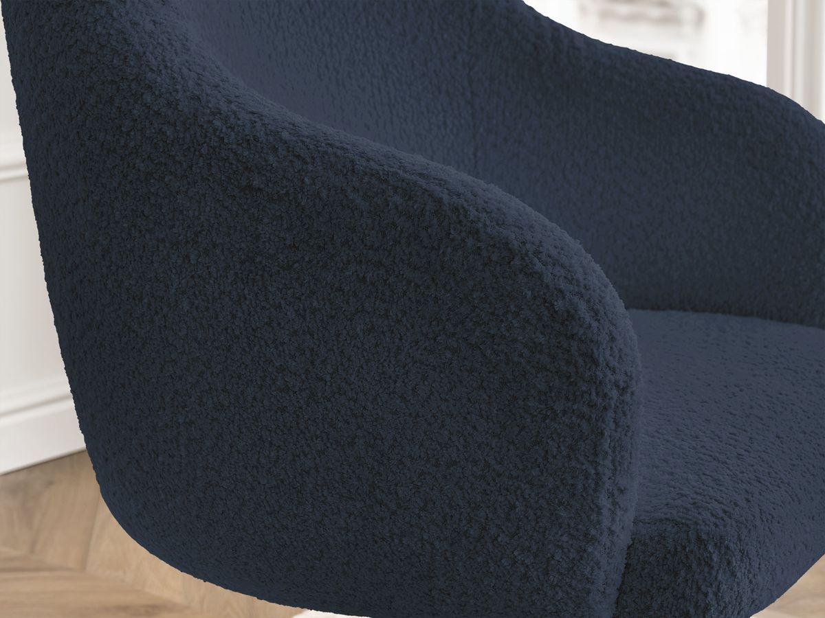 Bobochic Sophie Bürostuhl Bouclé-Stoff Dunkelblau