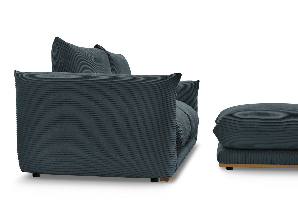 Bobochic Ernest Sofa 3-Sitzer mit Pouf 193 × 106 cm Cordsamt Blau