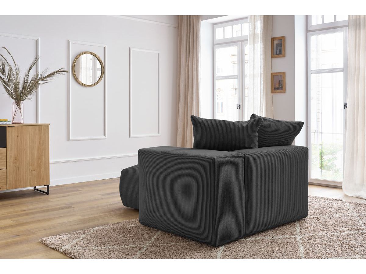 Bobochic Voltaire Méridienne-Modul Cordsamt Dunkelgrau Ecke rechts