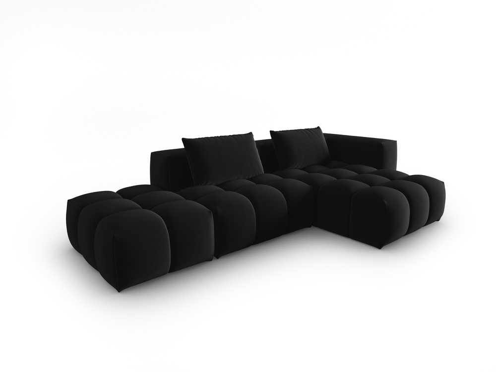 Cosmopolitan Design Ecksofa Verona 4-Sitzer offen Samt Casino Schwarz Rechts