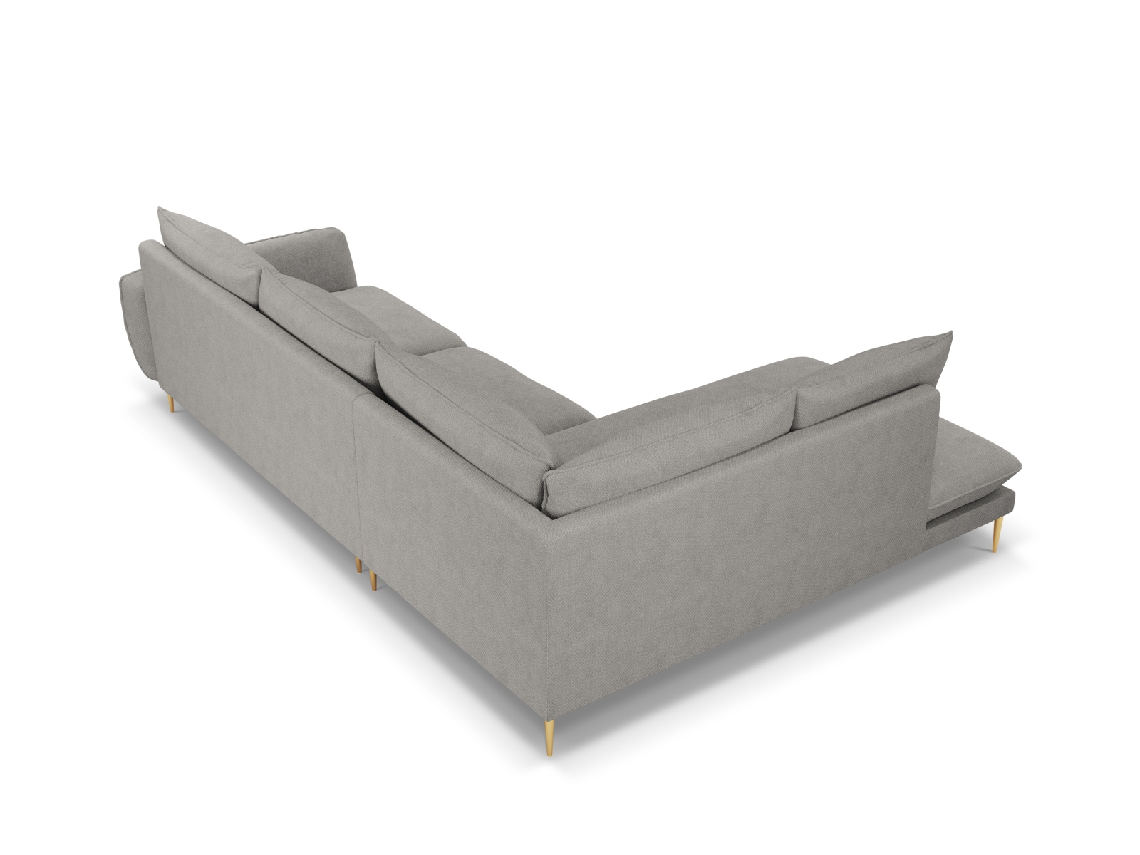 Cosmopolitan Design Ecksofa Vienna 6-Sitzer Strukturierter Stoff Asgard/Positano Hellgrau Links Beine Gold
