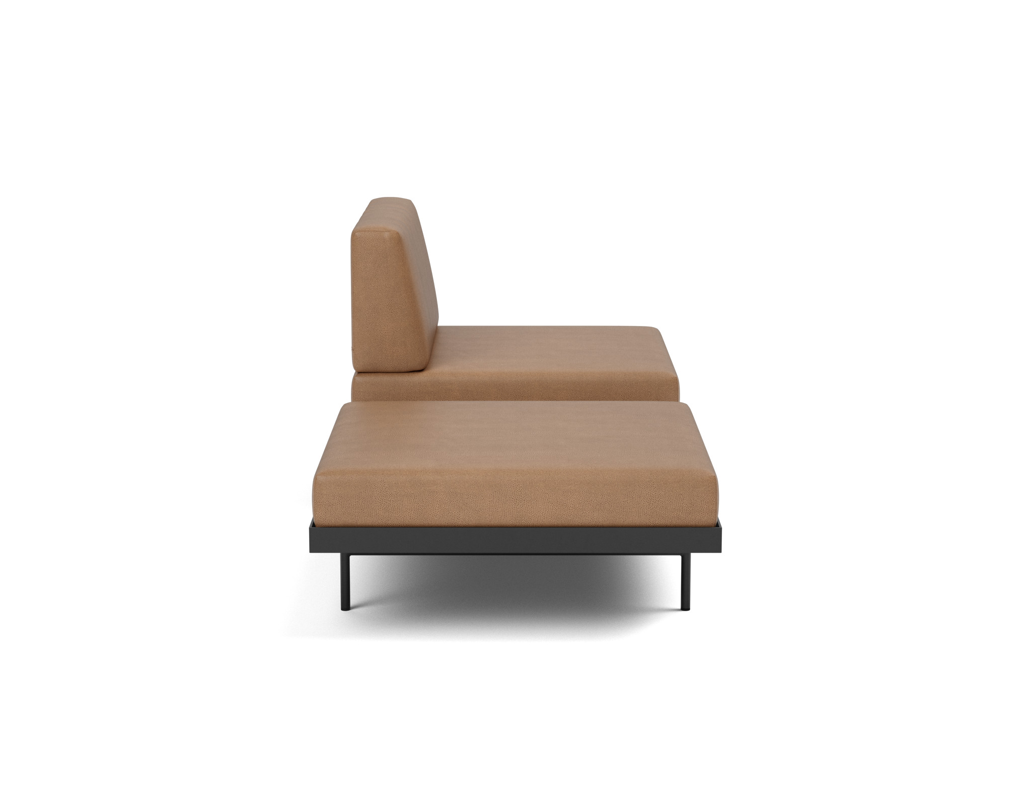 Tagesbett Puri Lederoptik Faunal 551-Brown Beine mit Nussbaumtisch