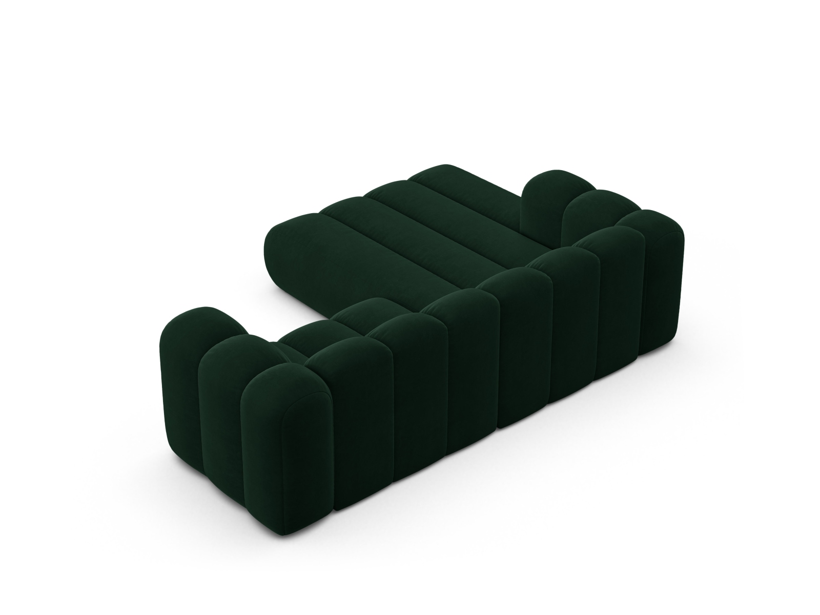 Micadoni Modulares Ecksofa Lupine 3-Sitzer Links Samt Salvador Flaschengrün