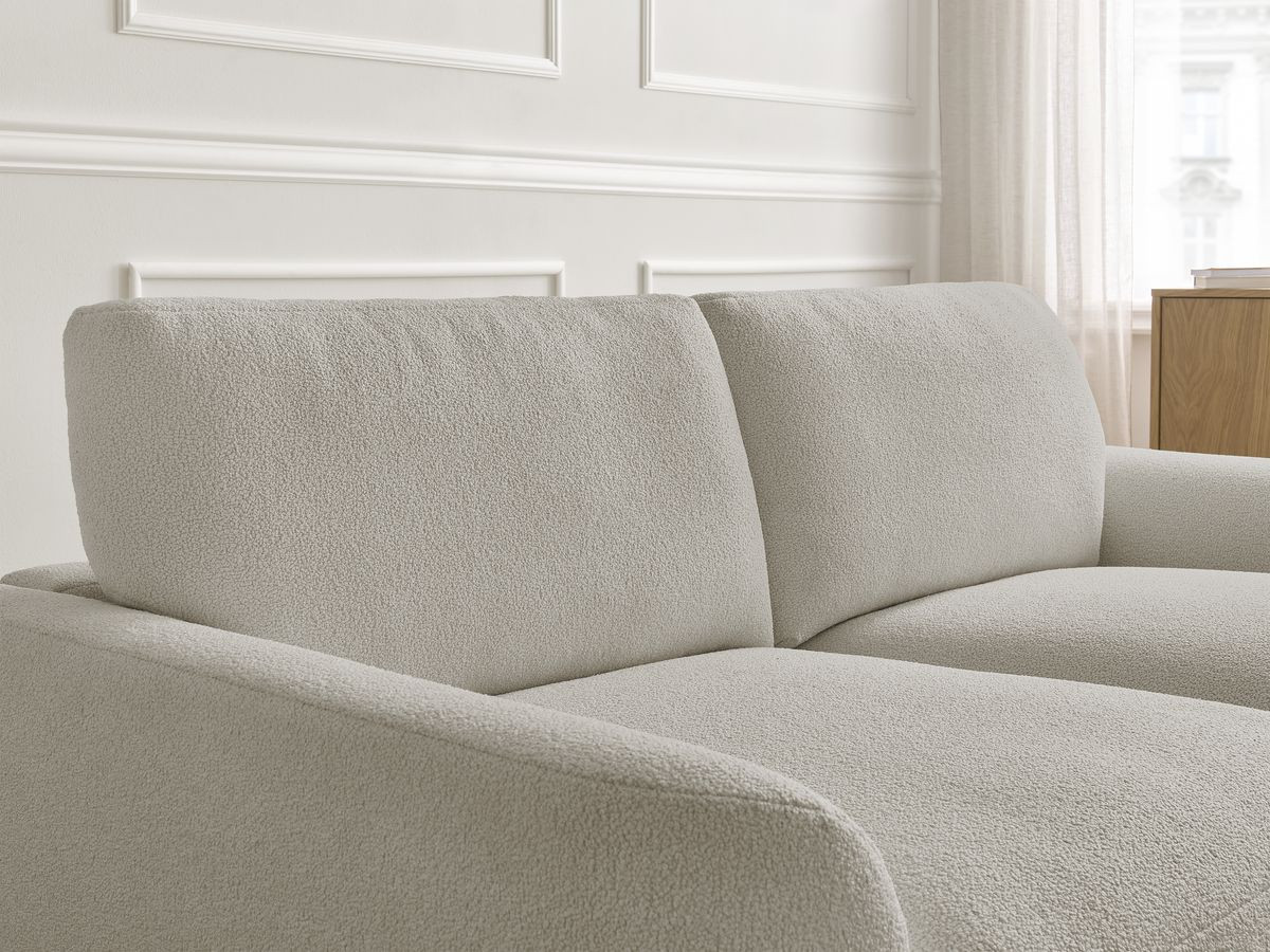 Bobochic Leonore Sofa 3-Sitzer mit Pouf Bouclé-Stoff Taupe