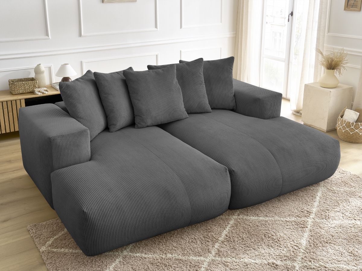 Bobochic Voltaire Sofa 4-Sitzer 248 × 170 cm Cordsamt Dunkelgrau