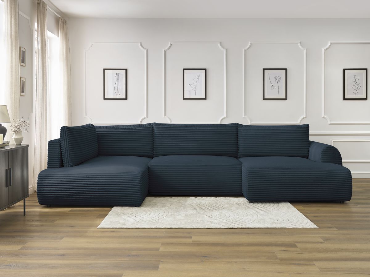 Bobochic Lucien Wohnlandschaft Breitcord weich Dunkelblau Ecke rechts