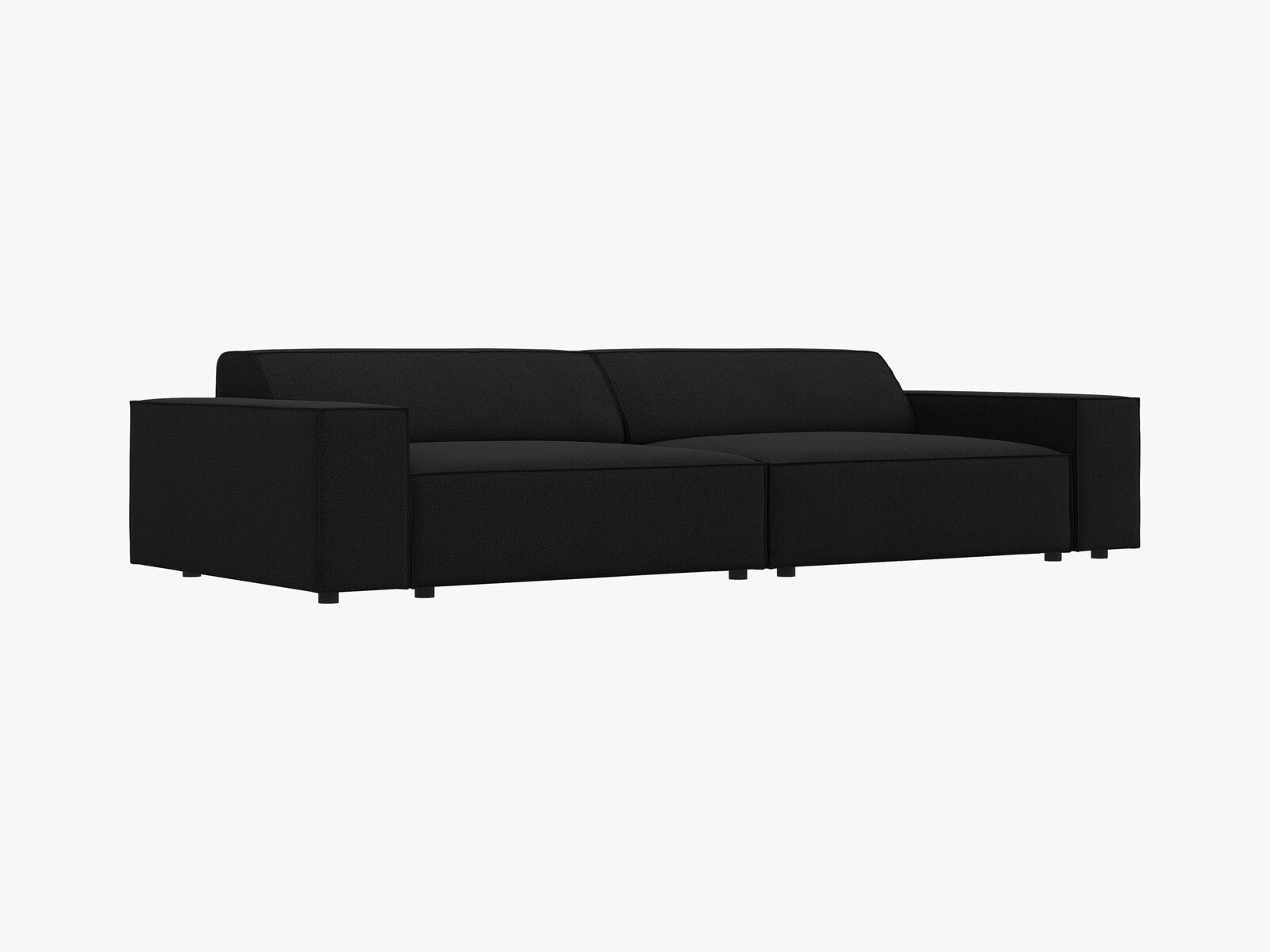 Micadoni Sofa Jodie 4-Sitzer Strukturierter Stoff Megan Schwarz