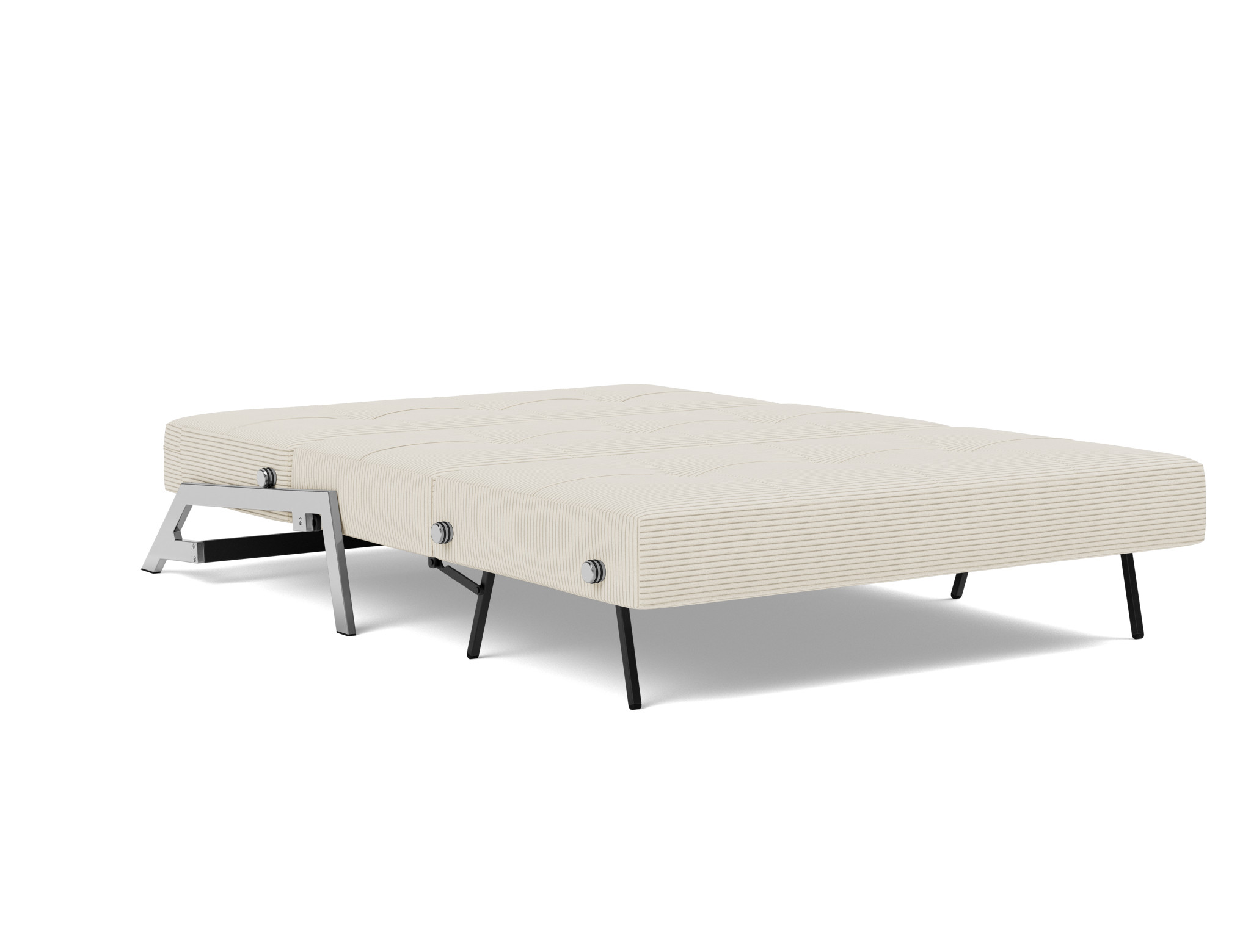 Schlafsofa Cubed 140 Kord Corduroy 594-Ivory Beine Chrom