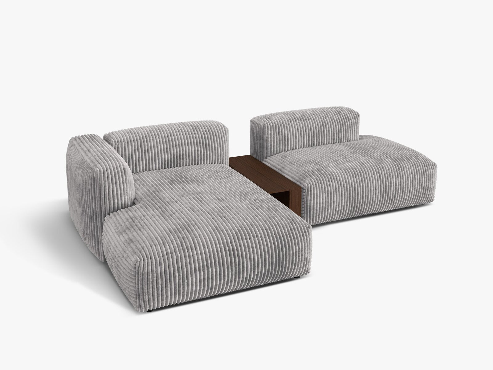 Micadoni Ecksofa Martina 2-Sitzer mit Couchtisch Links Kord Hellgrau