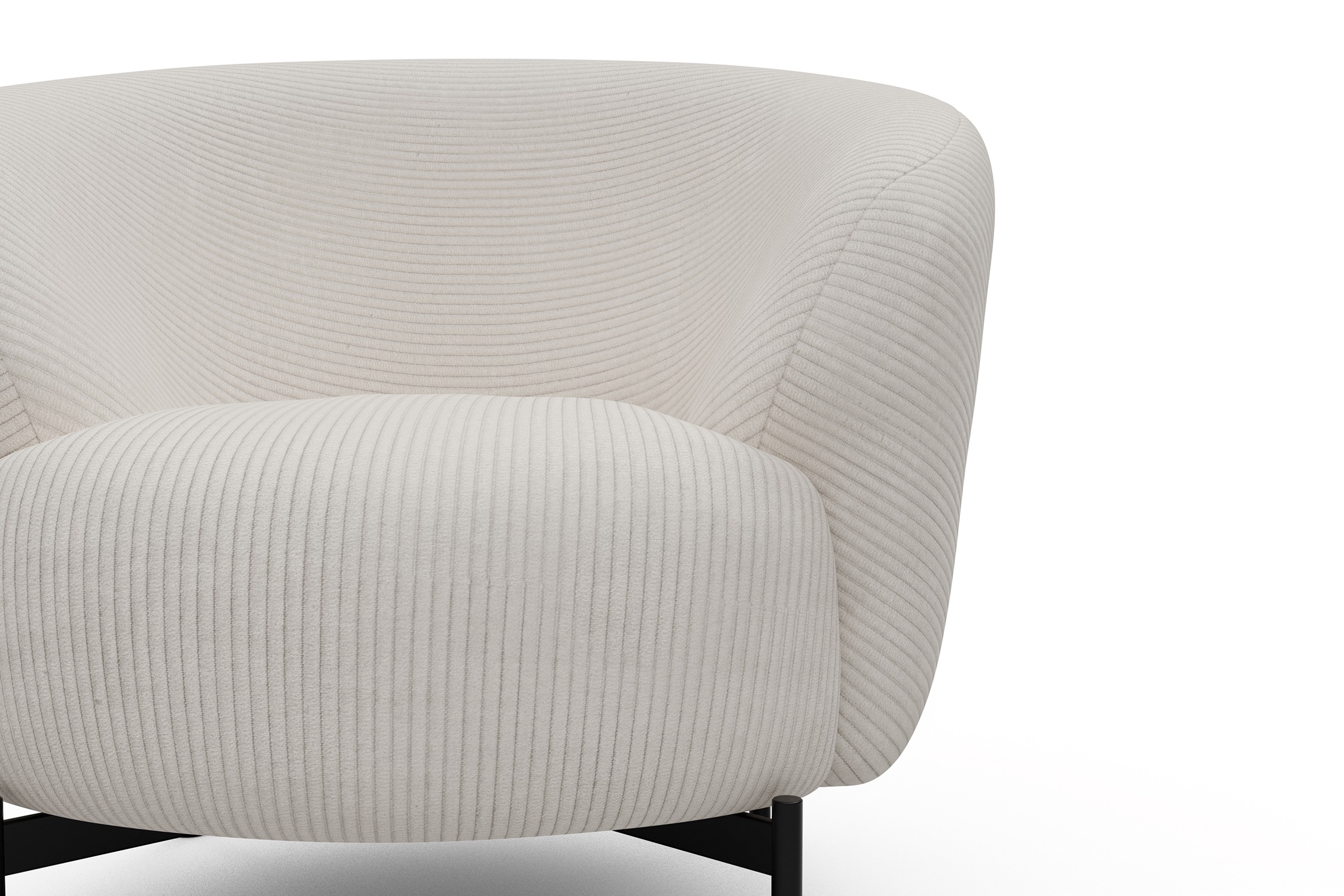 Sessel Ronda X-Metallgestell Schwarz Corduroy-Ivory