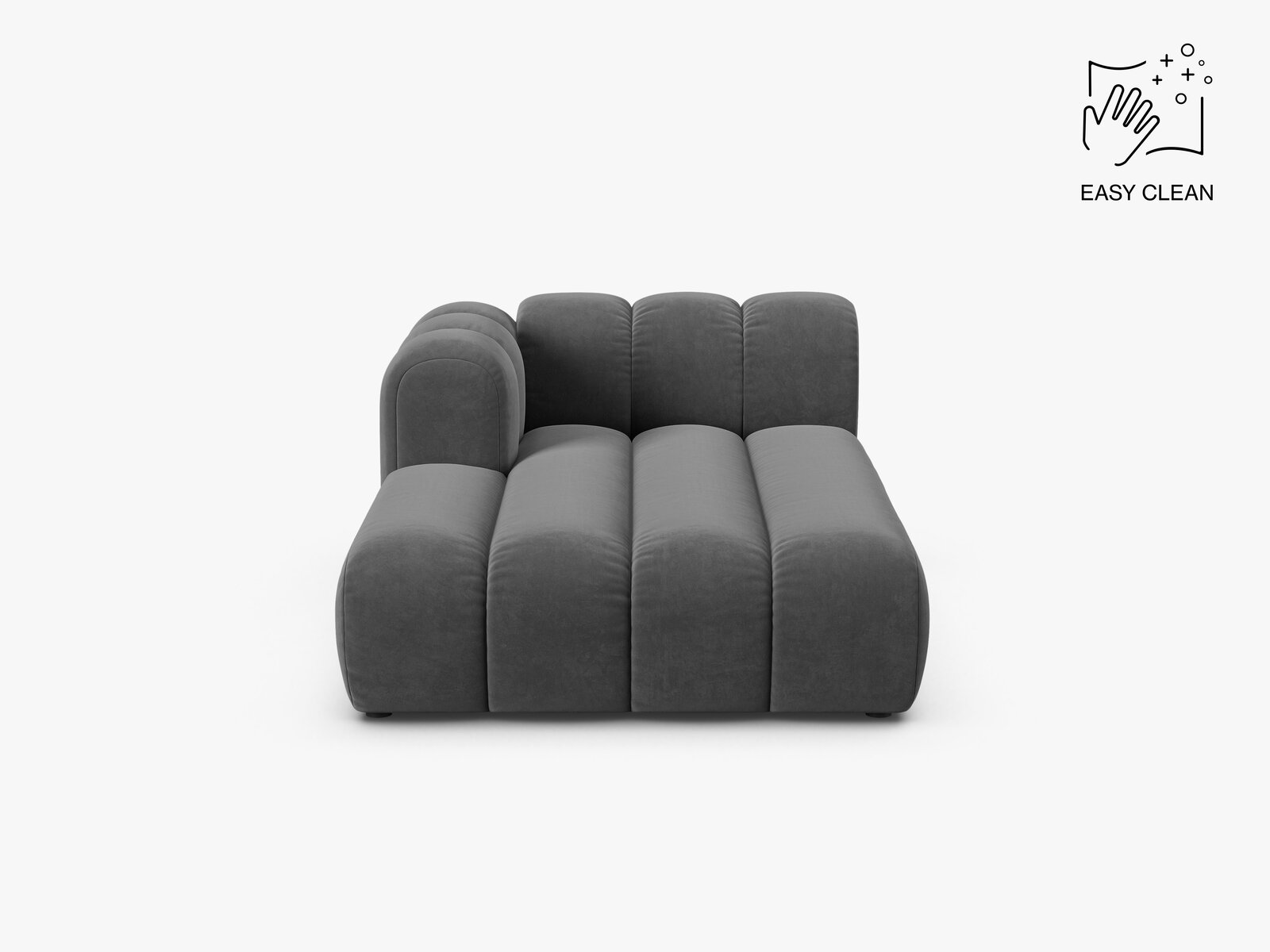 Micadoni Recamiere Lupine 2-Sitzer Samt Venus Grau Links