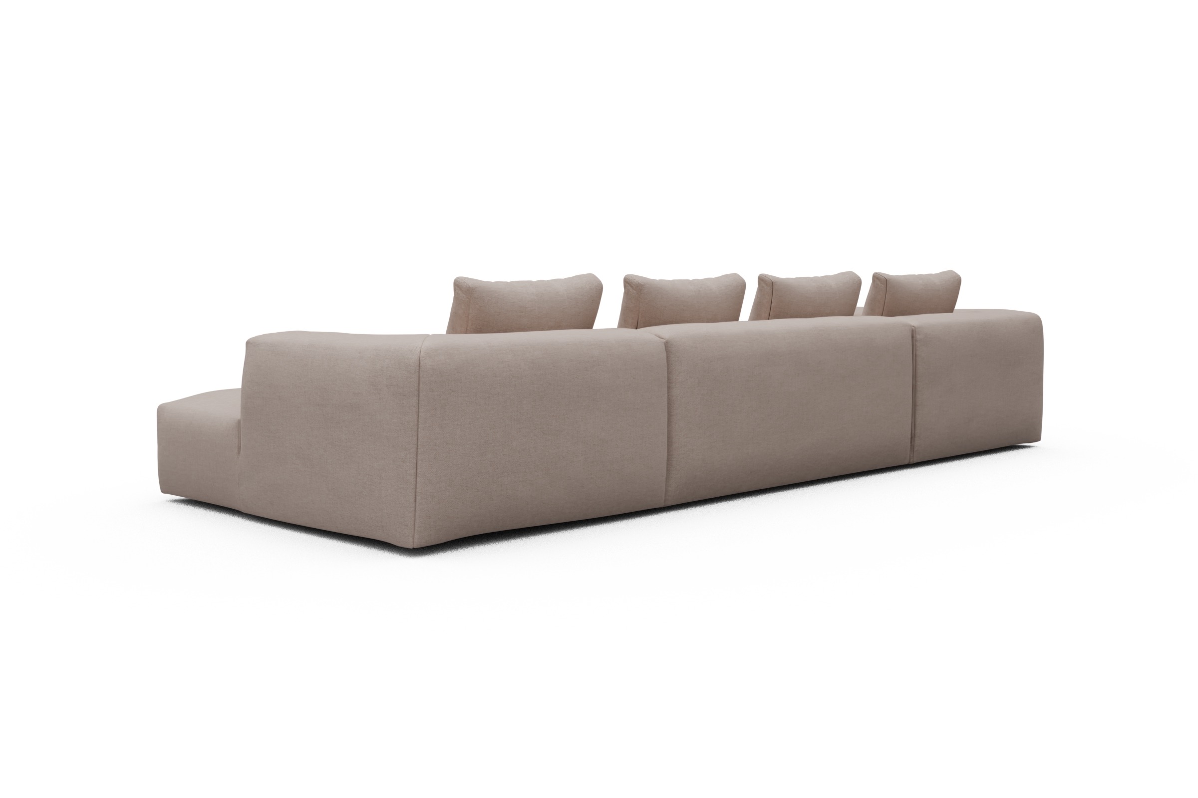 Wohnlandschaft Fred Relax-Ecke links mit 2-Sitzer und Chaiselongue rechts Strukturierter Stoff Weda 300-Weda-Sand