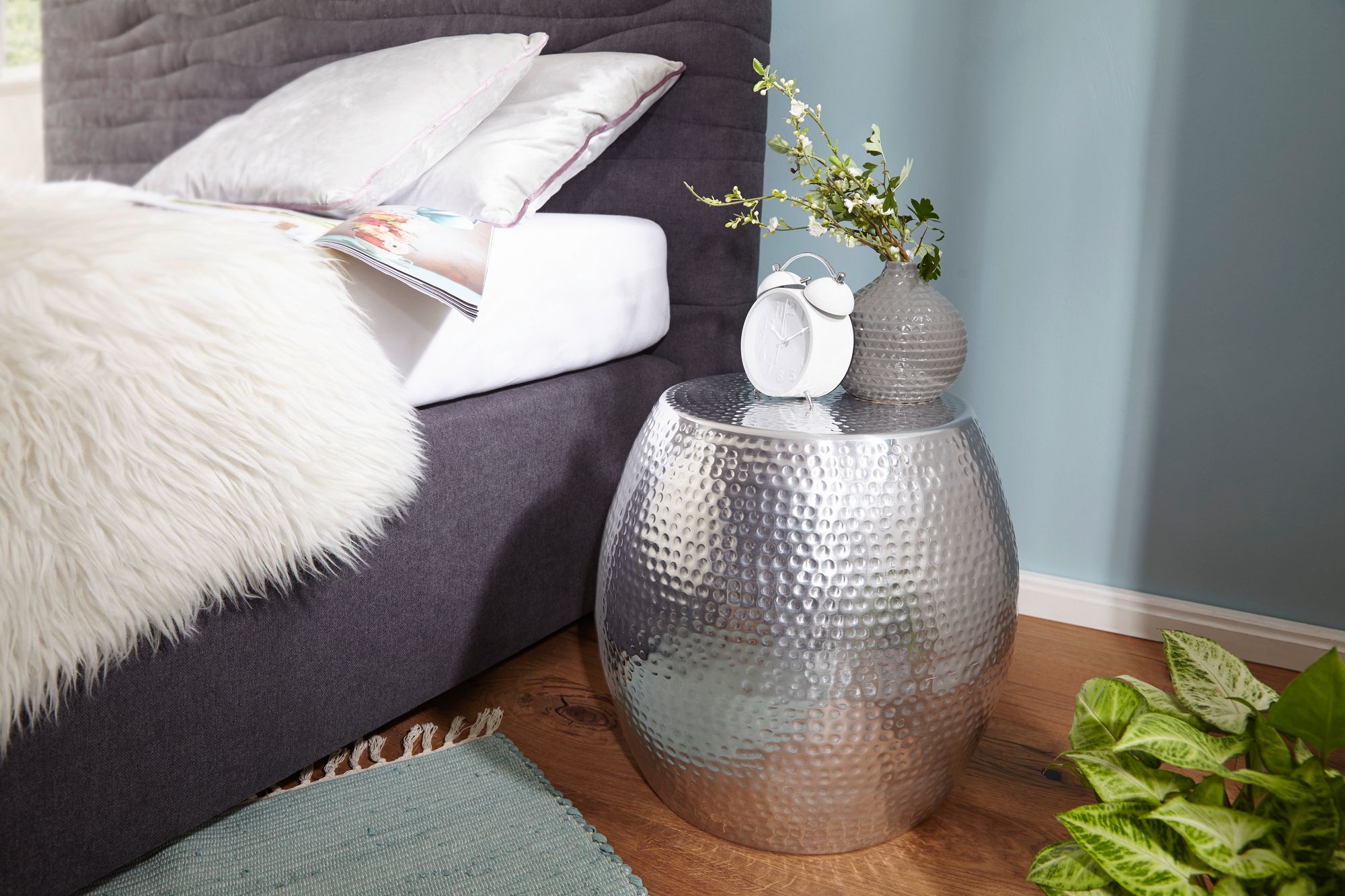 Beistelltisch Farsund Aluminium Silber Ø 42 cm