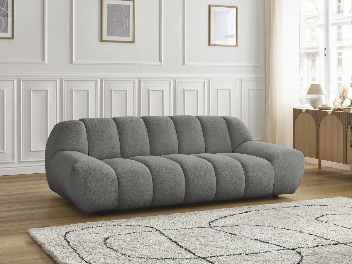 Bobochic Hayden Sofa 2-Sitzer Bouclé-Stoff Dunkelgrau
