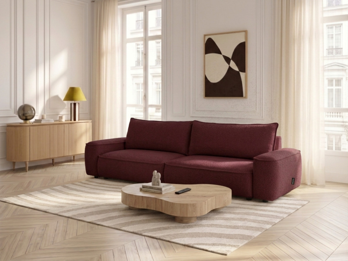 Bobochic Honore Schlafsofa 3-Sitzer mit Bettkasten Chenille Rot