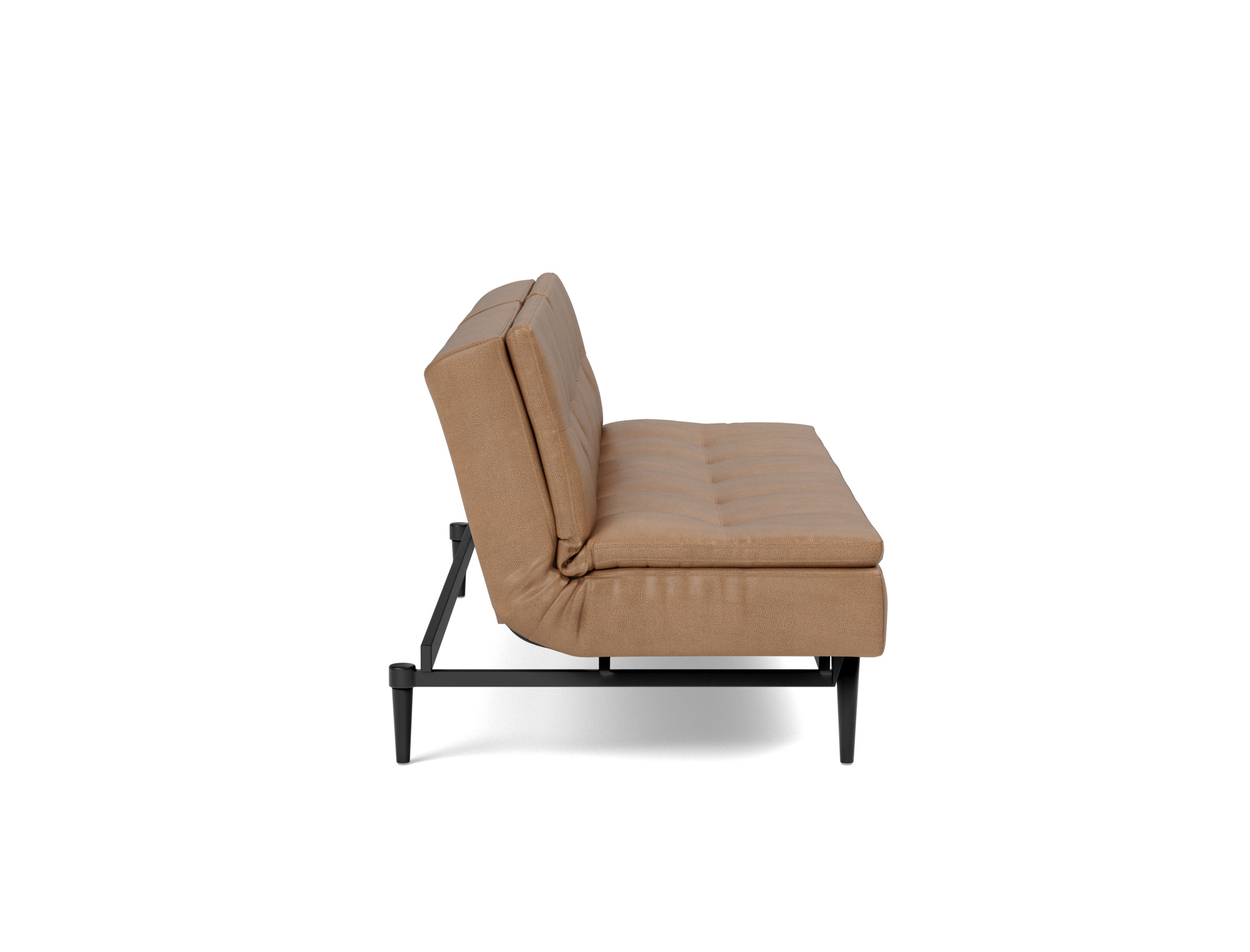 Schlafsofa Dublexo Lederoptik Faunal 551-Brown Beine Styletto Eiche schwarz