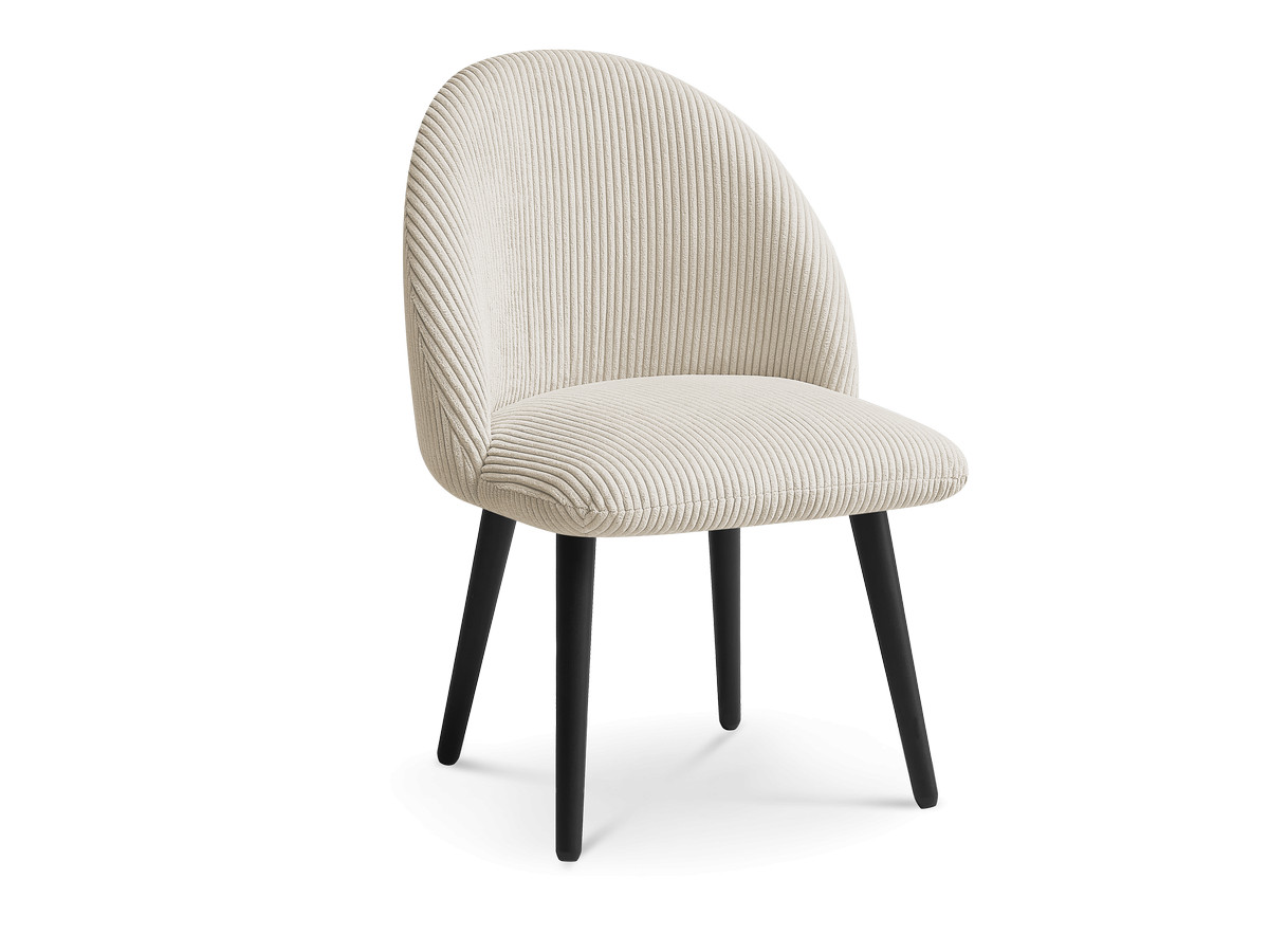 Bobochic Lalie Esszimmerstuhl mit skandinavischen Beinen, schwarz Cordsamt Beige