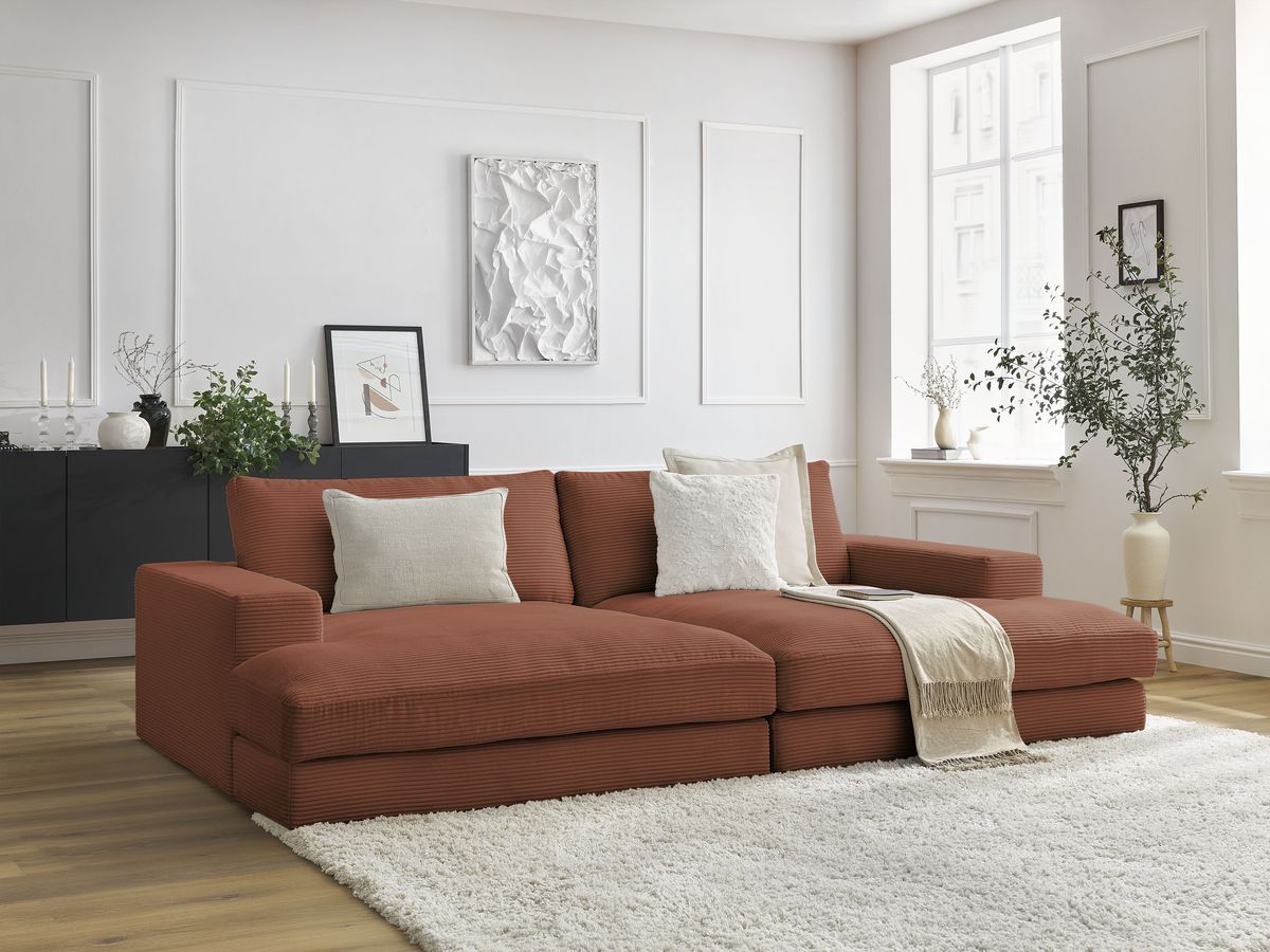 Bobochic Leonard Sofa 4-Sitzer 234 × 159 cm Cordsamt Orange