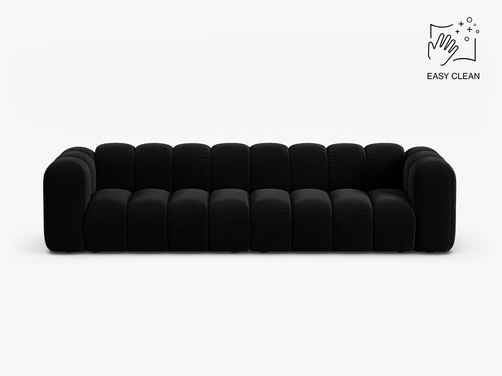 Micadoni Modulares Sofa Lupine 4-Sitzer Samt Venus Schwarz