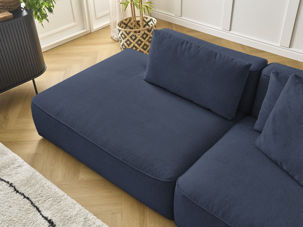 Bobochic Leopold Sofa 3-Sitzer Melange-Stoff Dunkelblau Armlehne rechts