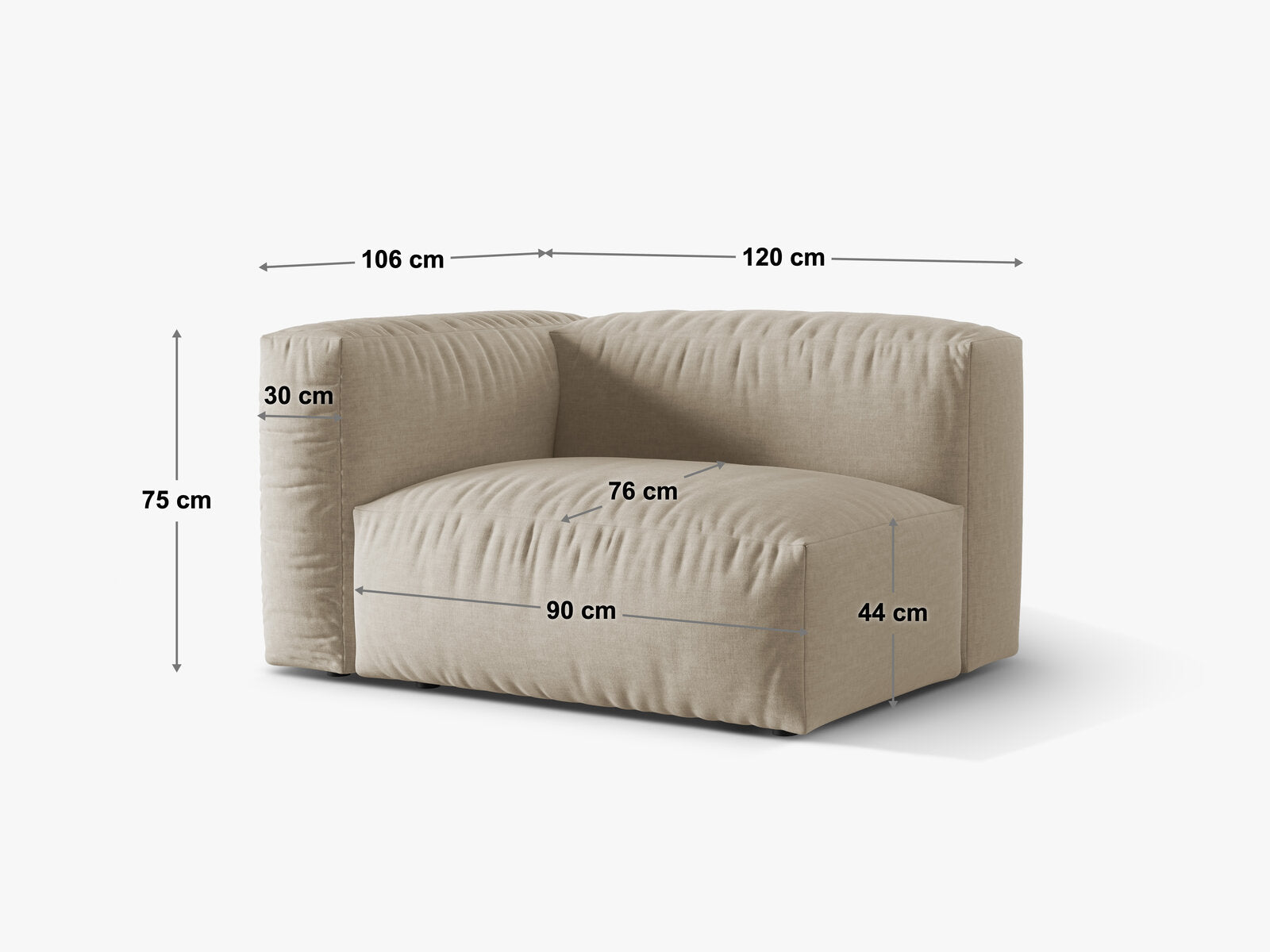 Micadoni Eckmodul Martina 1-Sitzer Rechts Boucle Monet Beige