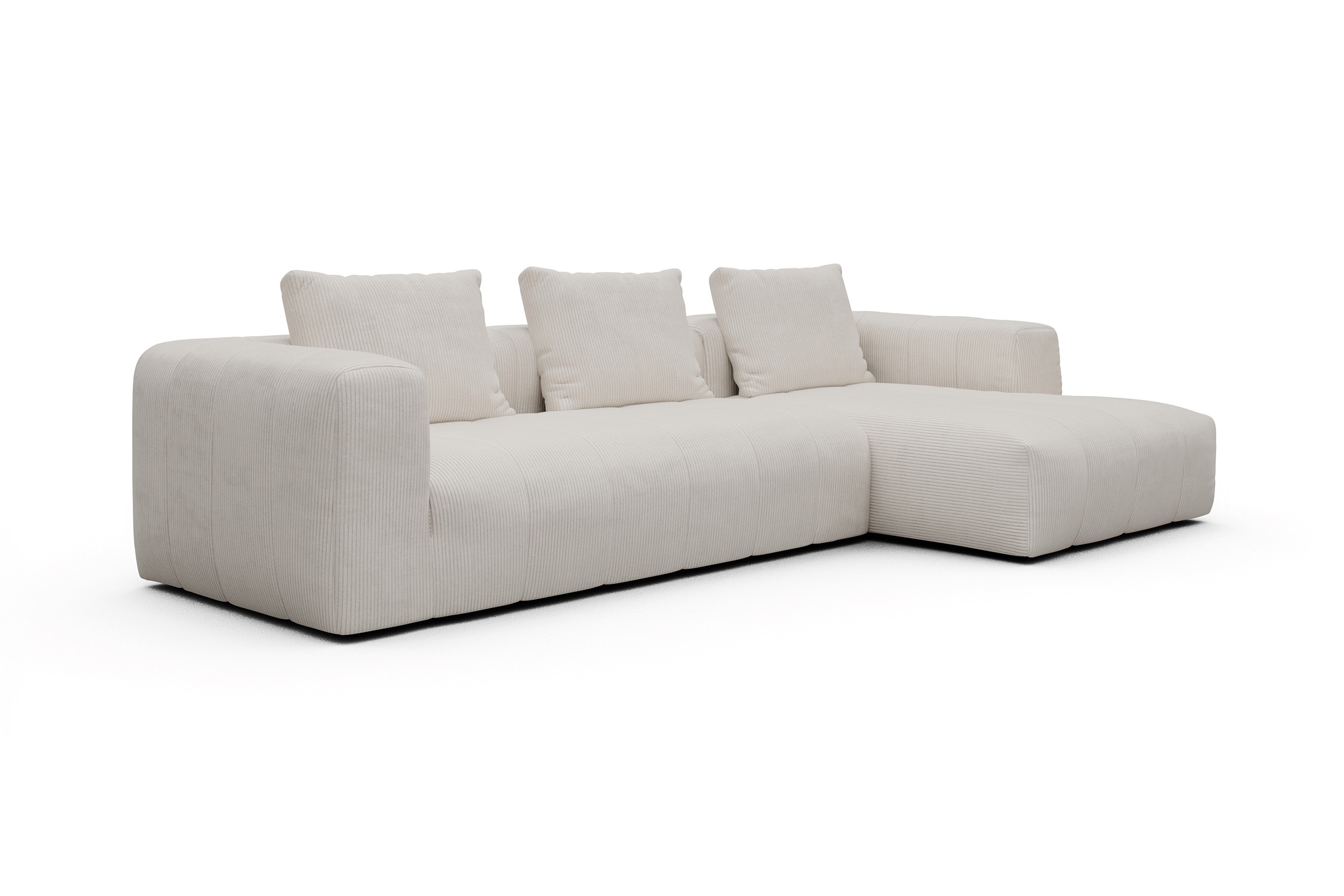 Ecksofa Hugo 2,5-Sitzer Armlehne links mit Chaiselongue Corduroy-Ivory