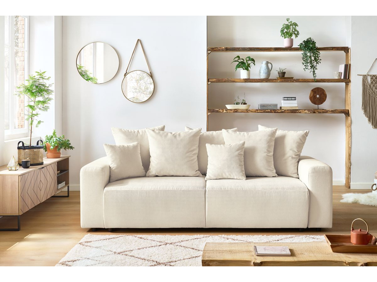 Bobochic Envy Schlafsofa 3-Sitzer mit Bettkasten Cordsamt Beige