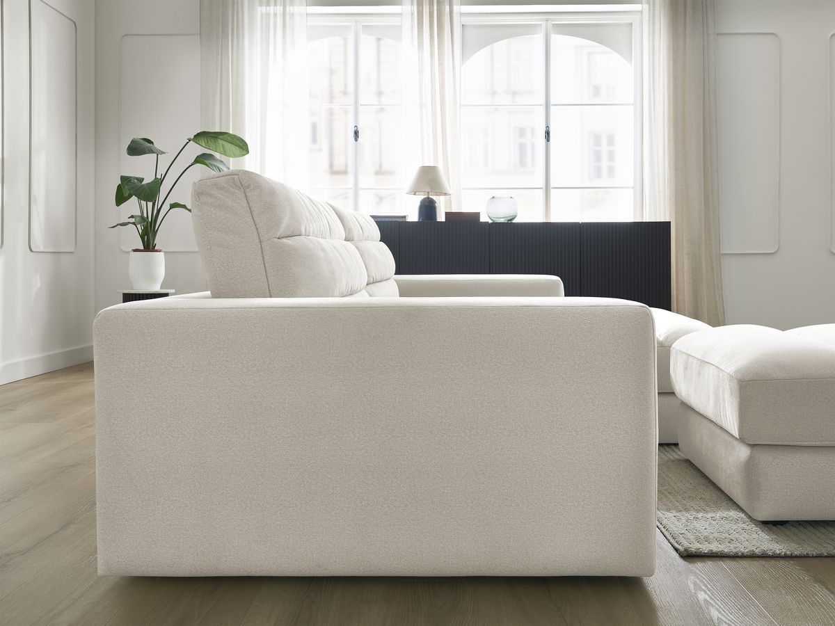 Bobochic Sierra Ecksofa mit Pouf Samt Beige Ecke rechts