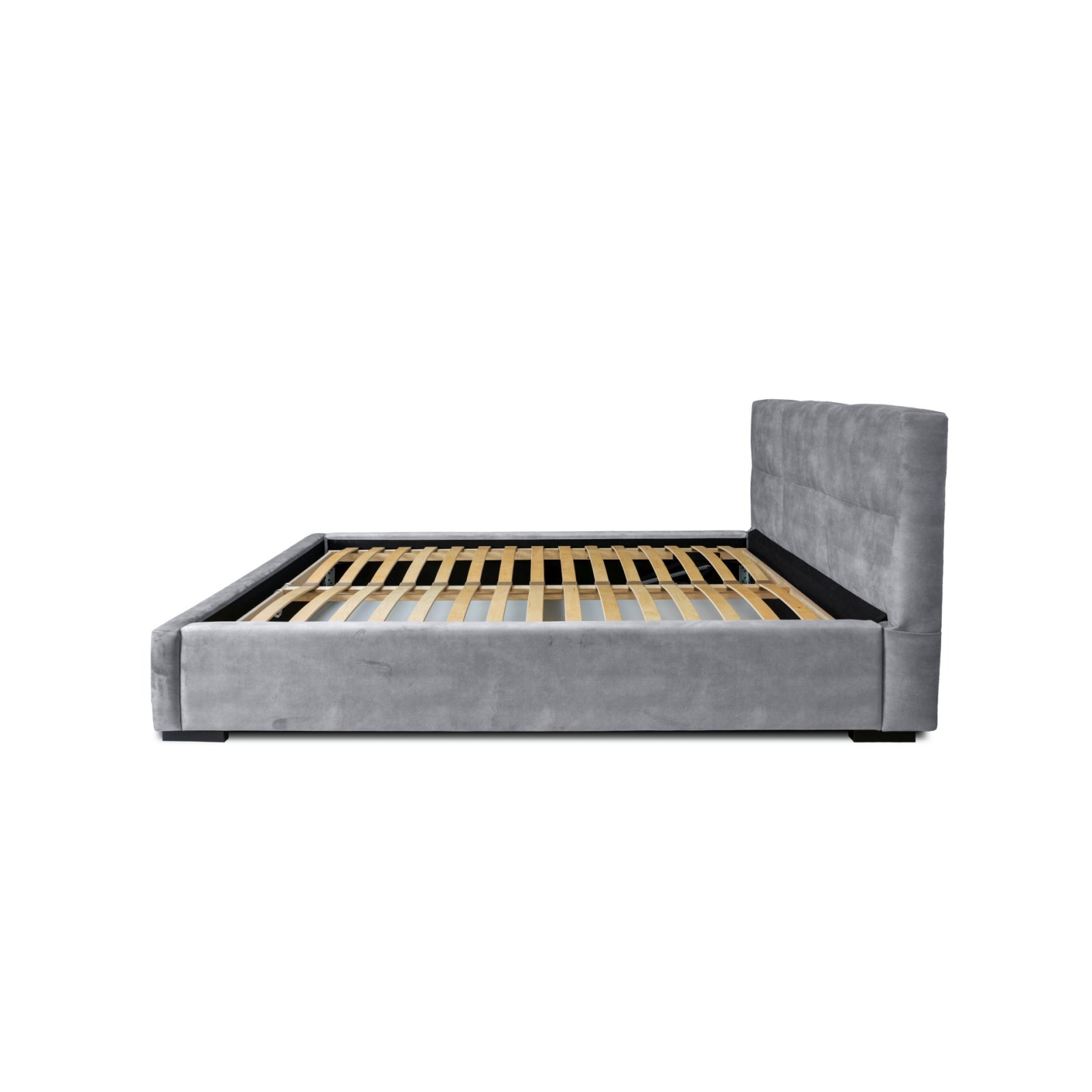 Polsterbett Portoza Samtstoff 180x200 mit Metallrahmen Macau Ash