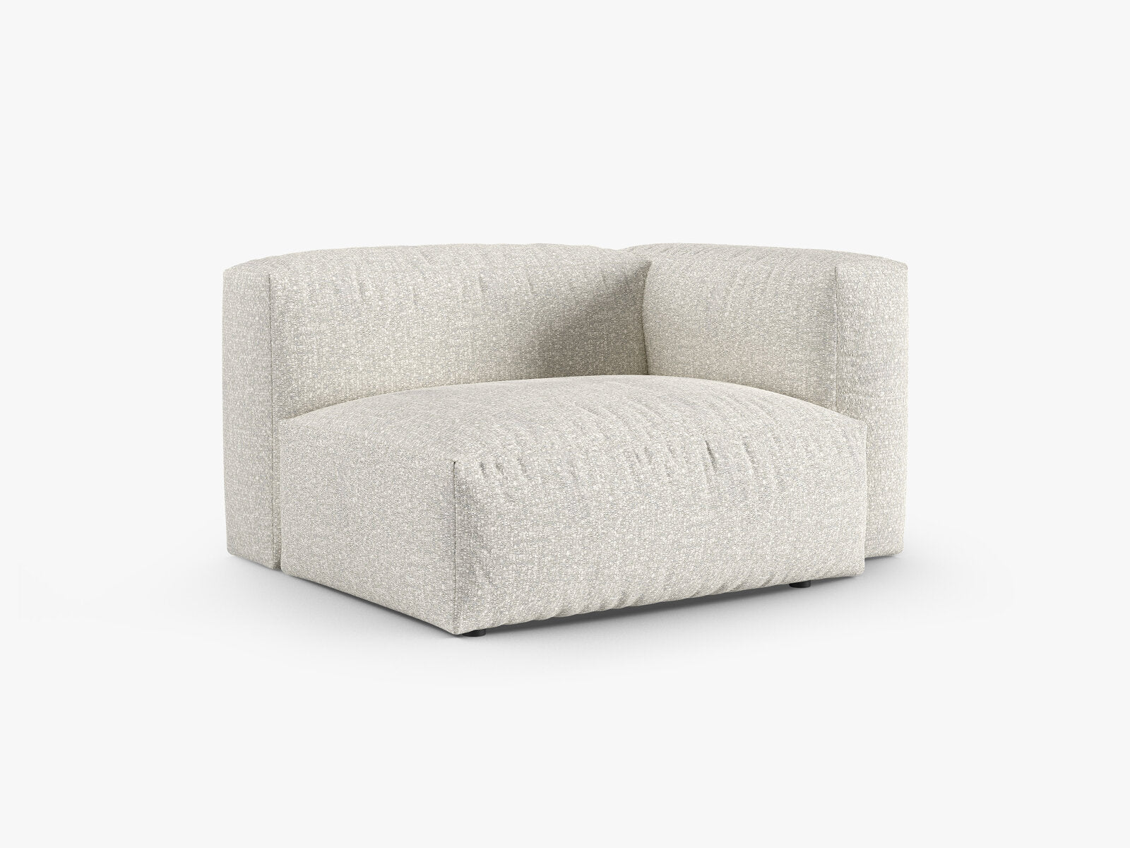 Micadoni Eckmodul mit Armlehne Martina 1-Sitzer 90cm Sitztiefe Rechts Boucle Monet Grau Beige Melange