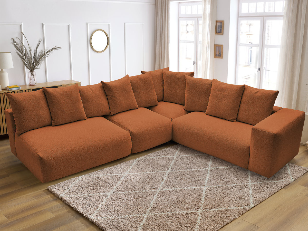 Bobochic Voltaire Ecksofa 322 × 268 cm Melange-Stoff Orange Ecke rechts