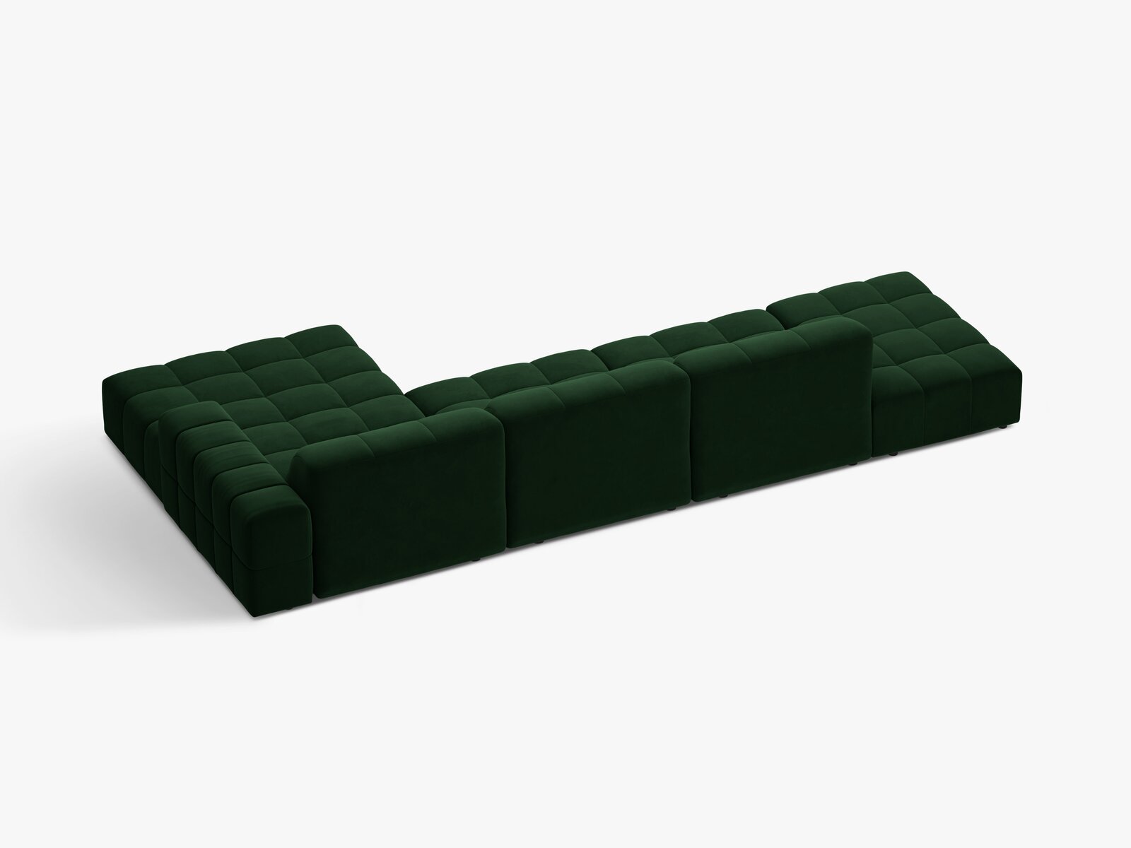 Micadoni Ecksofa Jennifer 5-Sitzer Rechts Samt Bluvel Flaschengrün