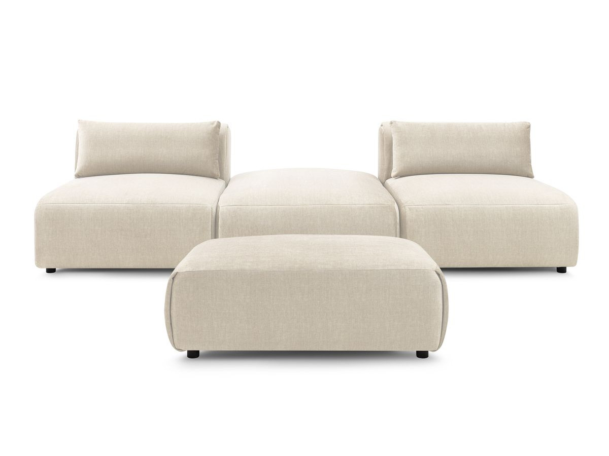 Bobochic Jeanne Sofa 4-Sitzer mit Pouf Samt Beige