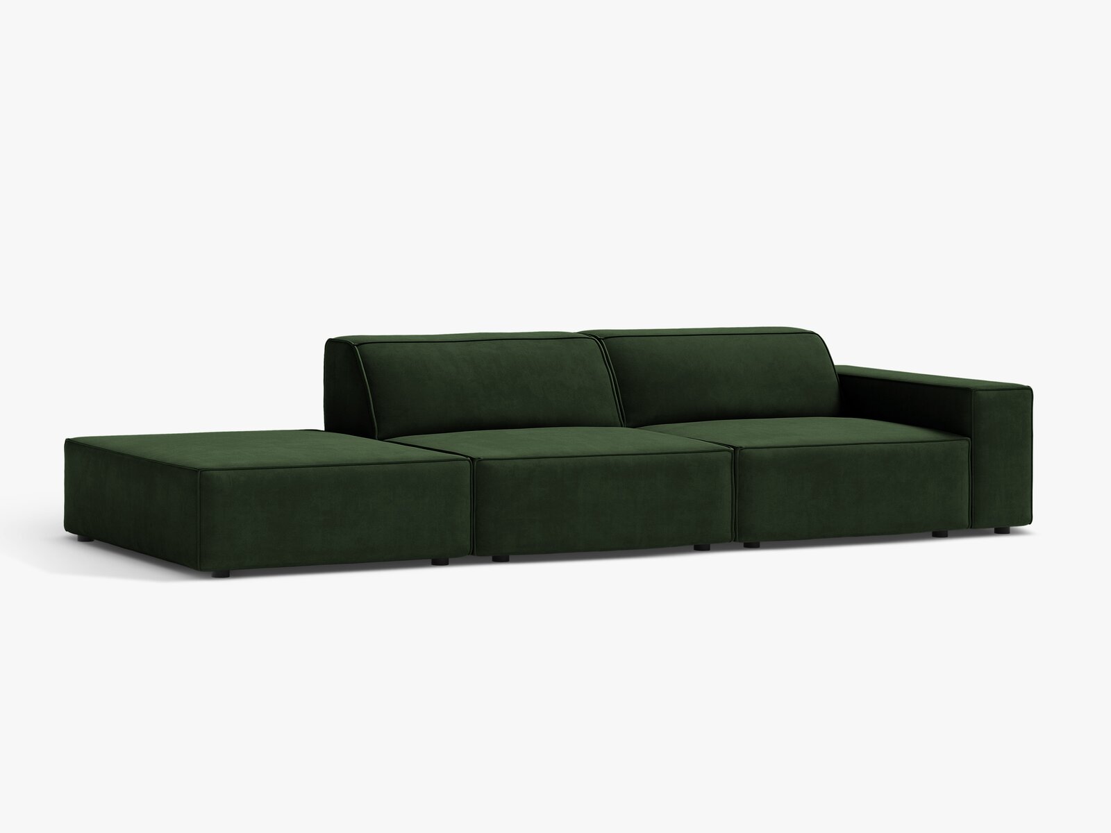 Micadoni Sofa Jodie 3-Sitzer Links Samt Venus Flaschengrün