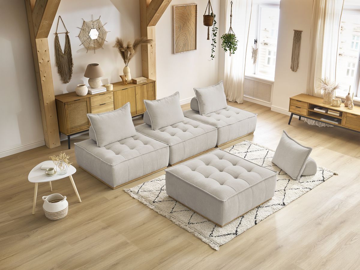 Bobochic Elisa Sofa 4-Sitzer Strukturstoff Beige