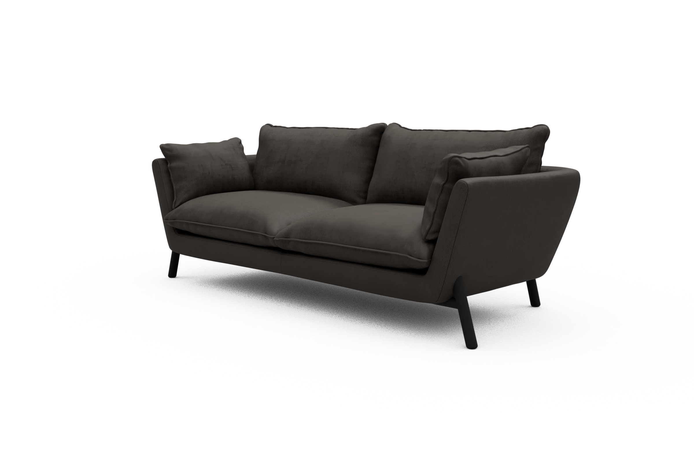 Sofa Emil PREMIUM 3-Sitzer Beinfarbe Eiche Schwarz Cordufine-Taupe