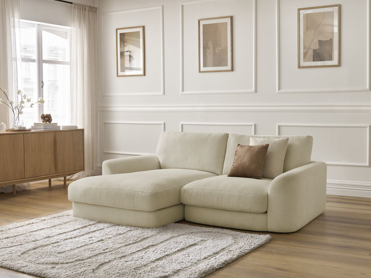 Bobochic Leonore Ecksofa Bouclé-Stoff Beige Ecke links