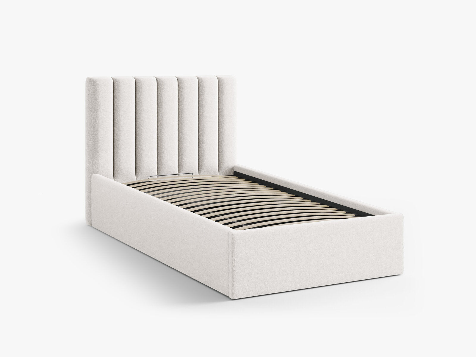 Micadoni Polsterbett Allison Strukturierter Stoff Moly Helles Beige