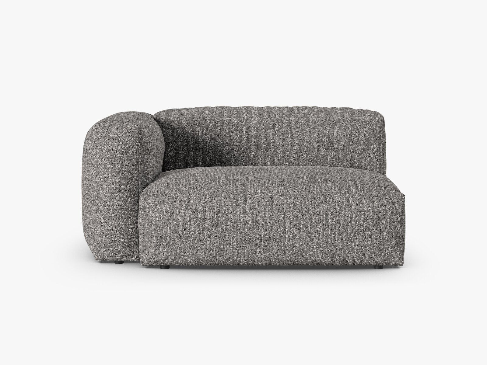 Micadoni Eckmodul mit Armlehne Martina 1-Sitzer Groß 90cm Sitztiefe Links Boucle Monet Graphit