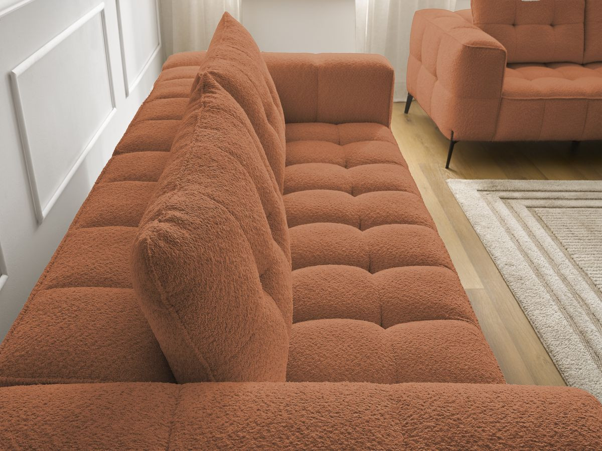Bobochic Anis Sofa 5-Sitzer mit Pouf Bouclé-Stoff Orange